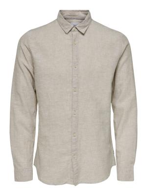 ONSCAIDEN LS SOLID LINEN SHIRT 202231 Chinchil