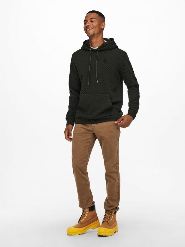 ONSRODNEY REG QUILT HOODIE SWE 187719 Peat
