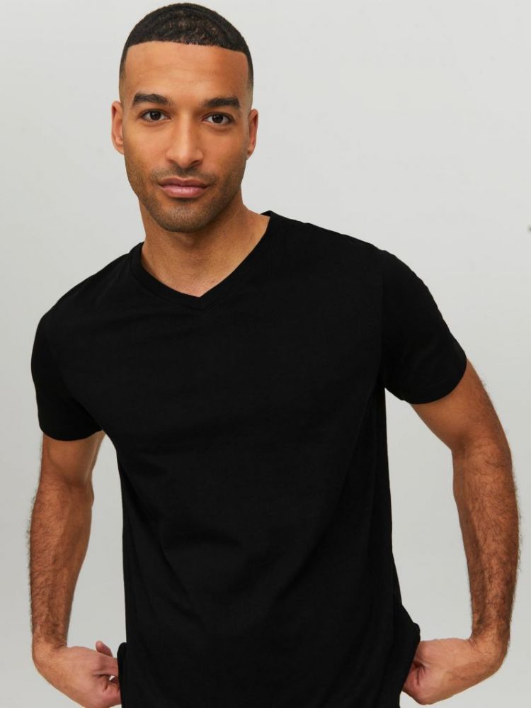 JJEORGANIC BASIC TEE SS V-NECK 178012 Black