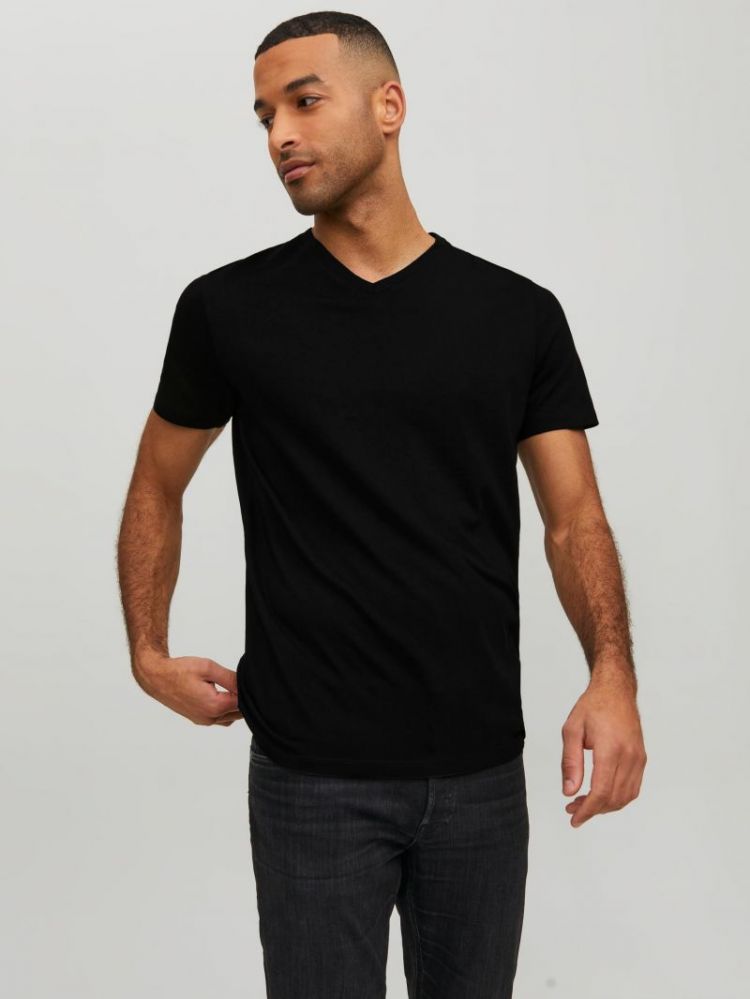 JJEORGANIC BASIC TEE SS V-NECK 178012 Black