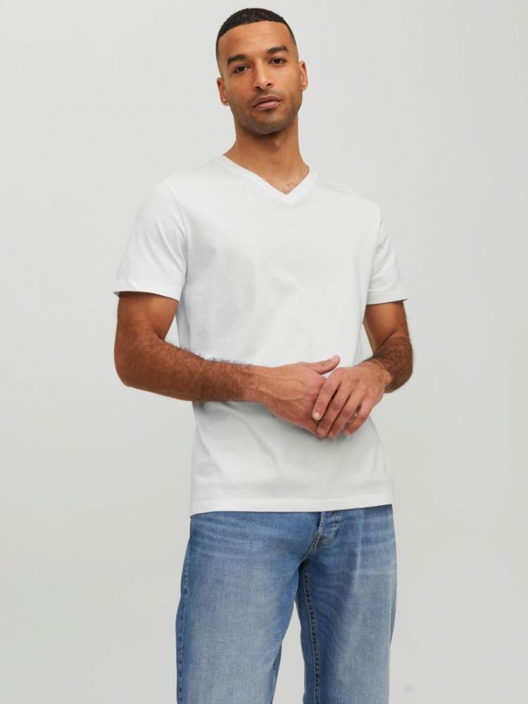 JJEORGANIC BASIC TEE SS V-NECK 178074 White