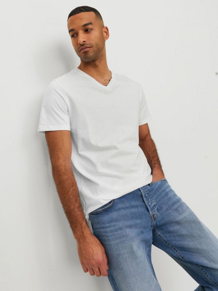 JJEORGANIC BASIC TEE SS V-NECK 178074 White
