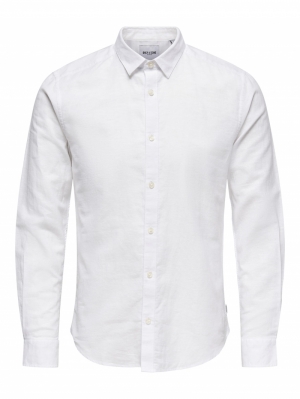 ONSCAIDEN LS SOLID LINEN SHIRT 188758 White