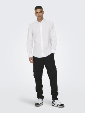 ONSCAIDEN LS SOLID LINEN SHIRT 188758 White