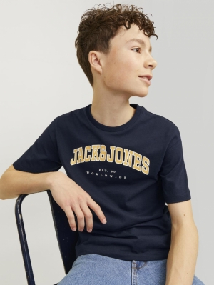 JJECALEB VARSITY TEE SS O-NECK 175876001 Navy