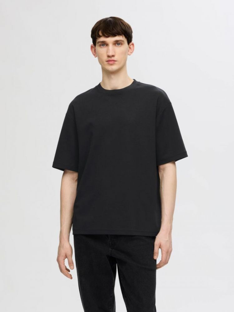 SLHLOOSEOSCAR SS O-NECK TEE NO 179099 Black