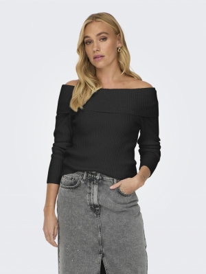 ONLKATIA LS OFF SHOULDER KNT N 177911 Black