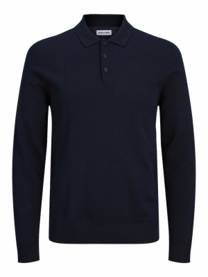 JJFRED KNIT LS POLO AW24 175876 Navy Bla