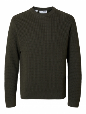 SLHTHEO LS KNIT STRUCTURE CREW 178191 Forest N