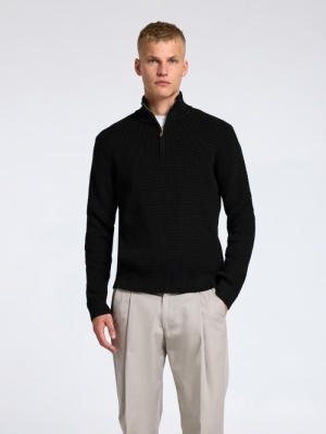 SLHTHEO LS KNIT STRUCTURE HALF 179099 Black