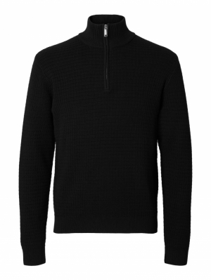 SLHTHEO LS KNIT STRUCTURE HALF 179099 Black