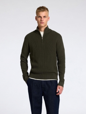 SLHTHEO LS KNIT STRUCTURE HALF 178191 Forest N