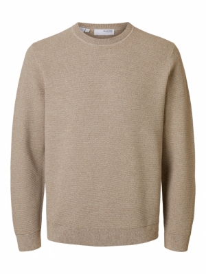 SLHROSS LS KNIT STRUCTURE CREW 184679005 Oatme