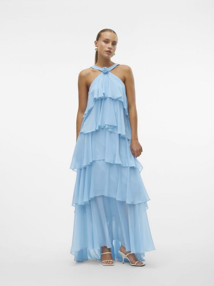 VMFELICIA SL RUFFLE MAXI DRESS 213510 Airy Blu