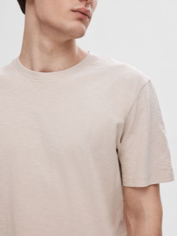 SLHASPEN SLUB SS O-NECK TEE NO 184679 Oatmeal