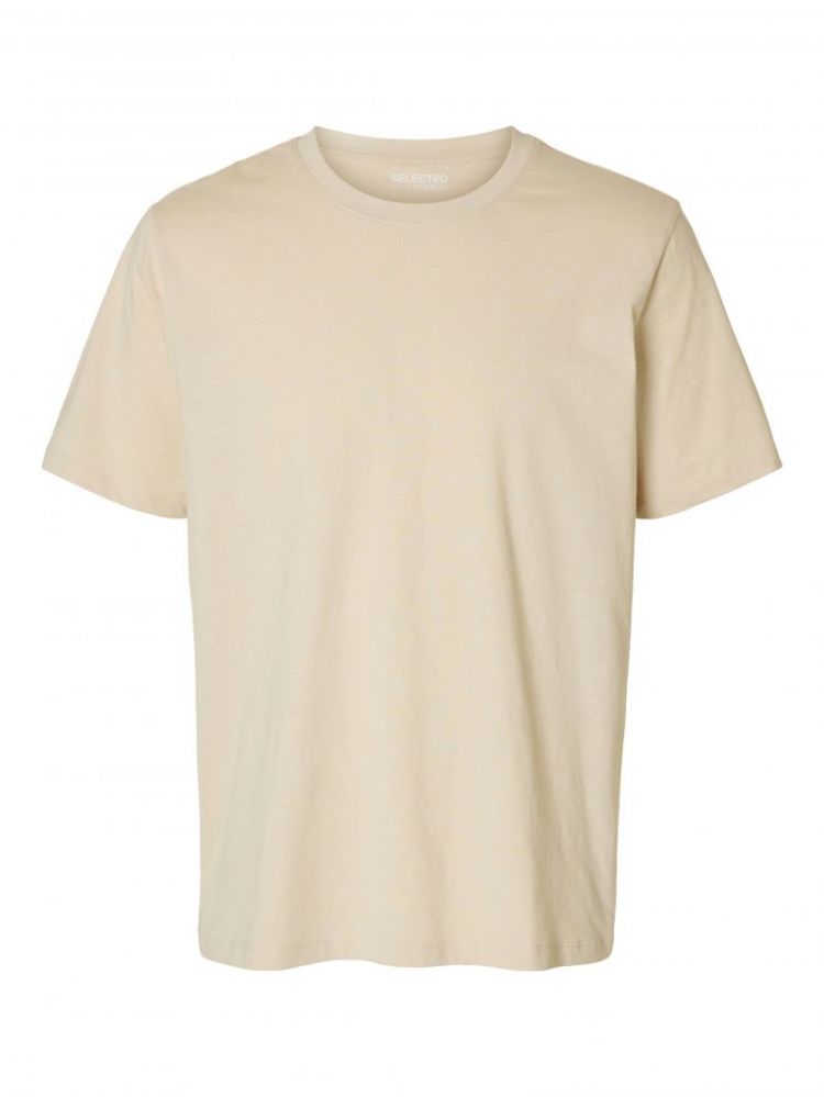 SLHASPEN SLUB SS O-NECK TEE NO 184679 Oatmeal
