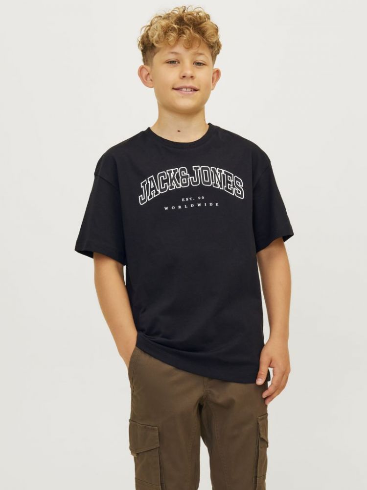 JJECALEB VARSITY TEE SS O-NECK 178012001 Black