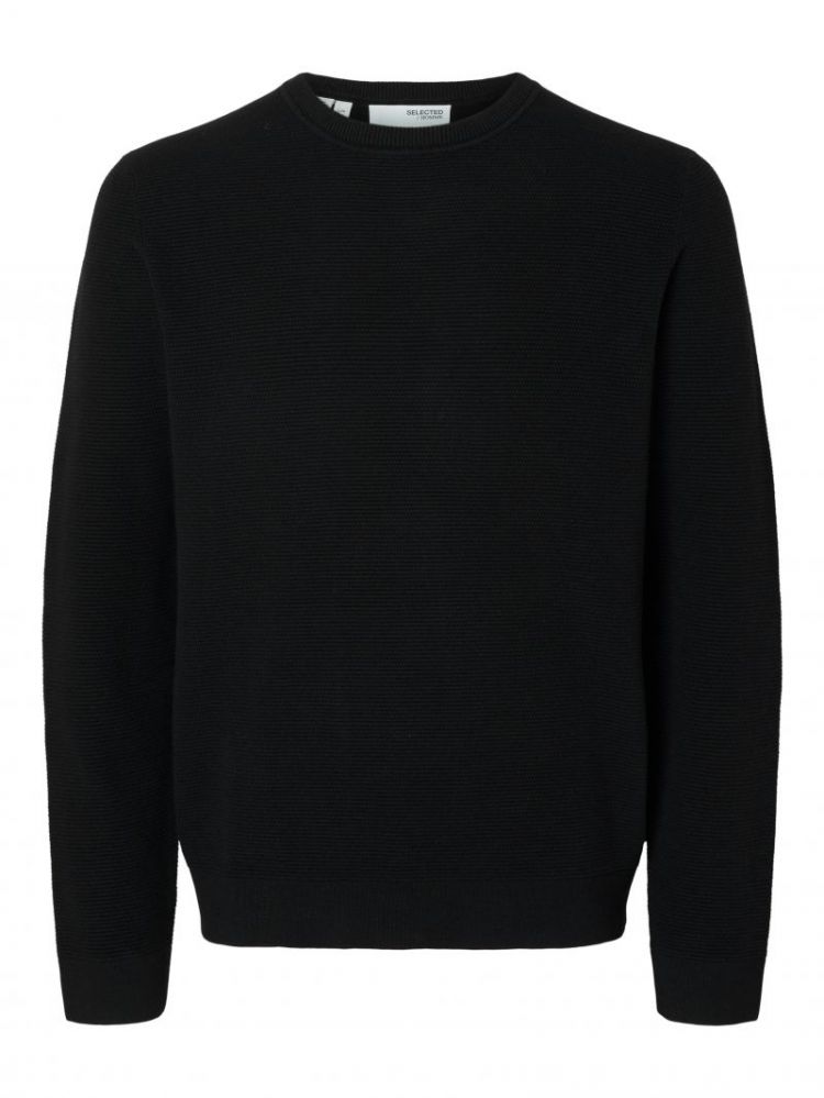 SLHROSS LS KNIT STRUCTURE CREW 179099 Black
