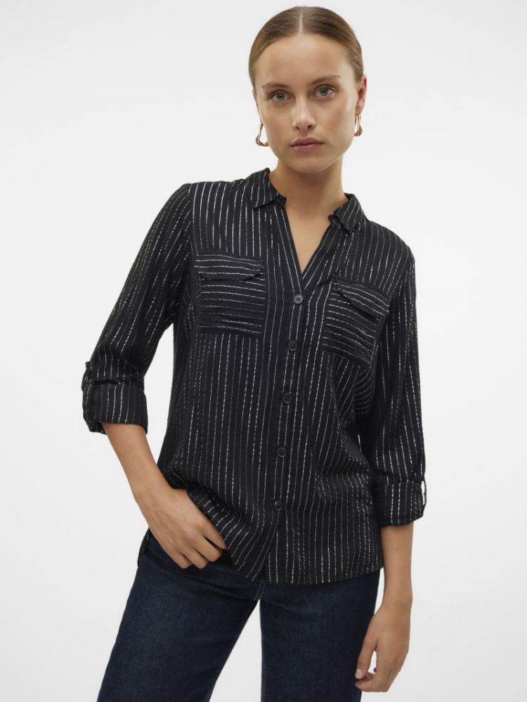 VMBUMPY LS GLITTER SHIRT WVN N 177868001 Black