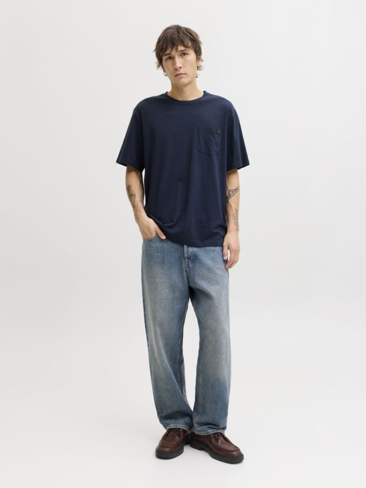 JJEDOVER SLUB TEE SS NOOS 175876 Navy Bla