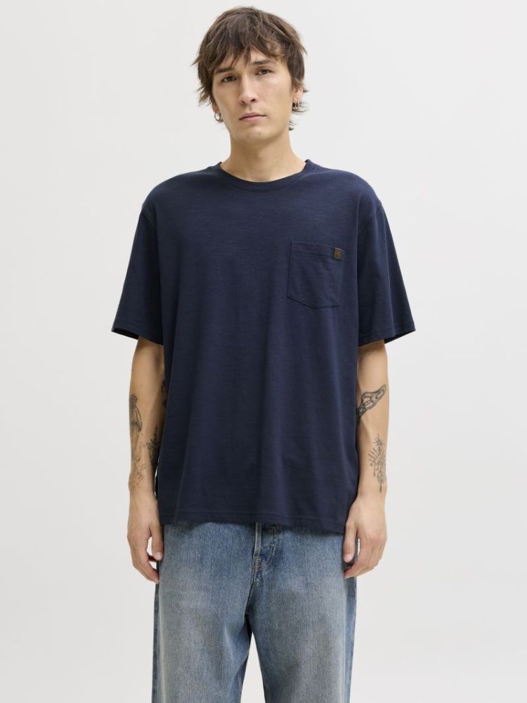 JJEDOVER SLUB TEE SS NOOS 175876 Navy Bla