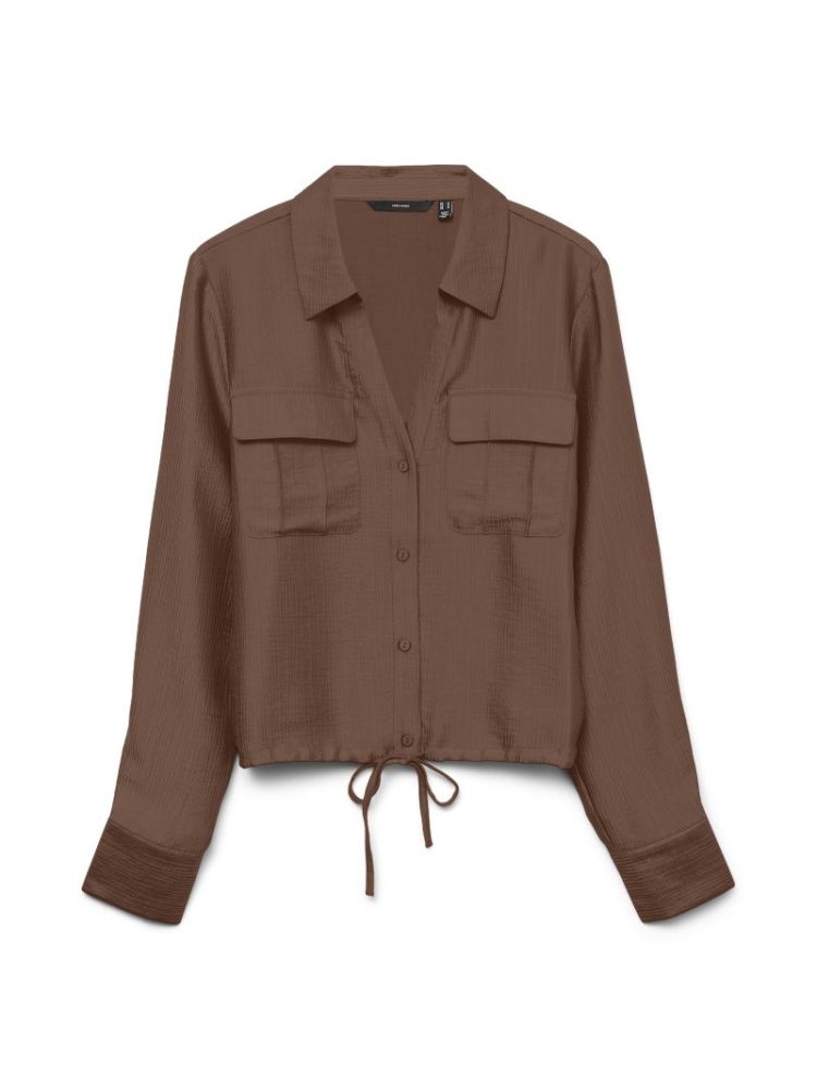 VMTOMA LS TIE SHIRT WVN LCS 288475 Cocoa Br