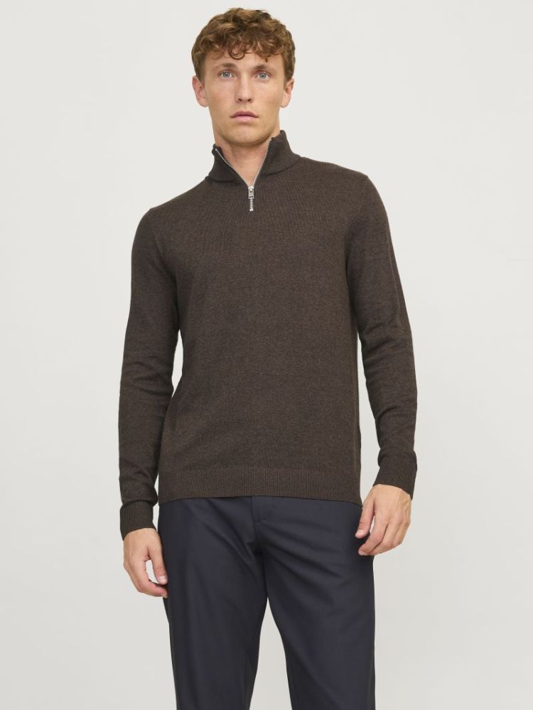 JJEEMIL KNIT HALF ZIP NOOS 175702002 Mulch