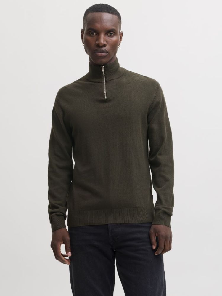JJEEMIL KNIT HALF ZIP NOOS 176668 Rosin