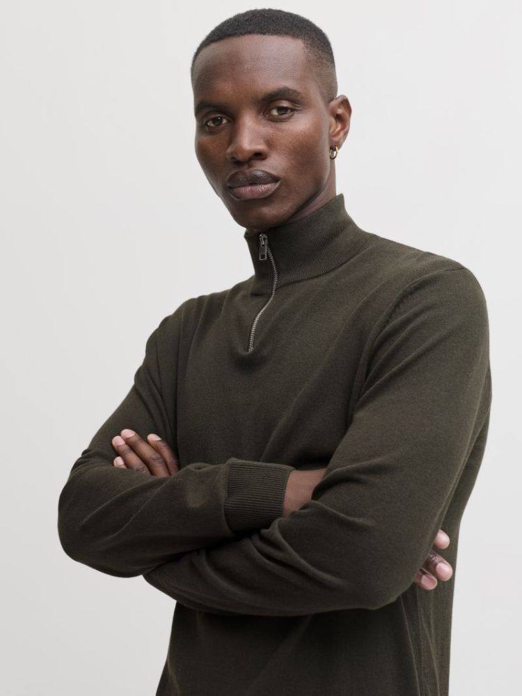 JJEEMIL KNIT HALF ZIP NOOS 176668 Rosin