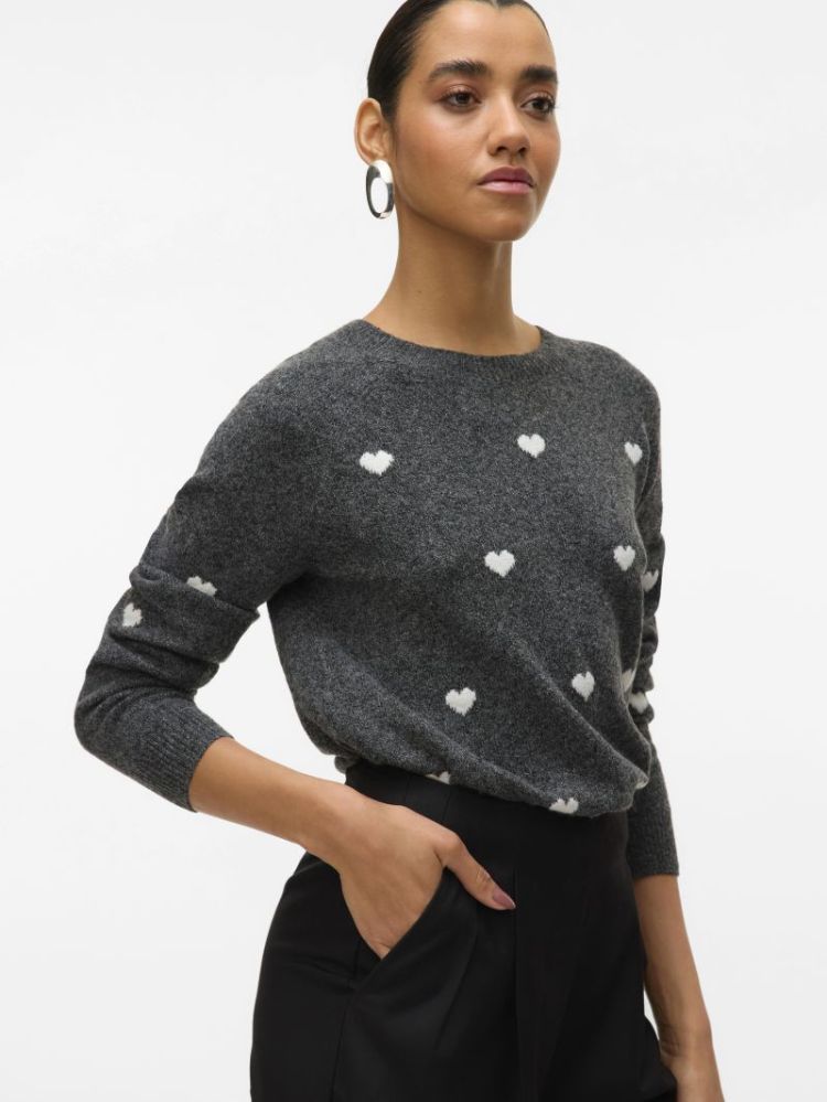 VMDOFFY INTARSIA LS O-NCK PULL 178996001 Dark