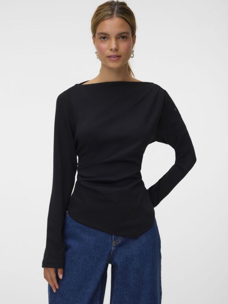 VMMILLE LS BOATNECK SHORT TOP 177868 Black