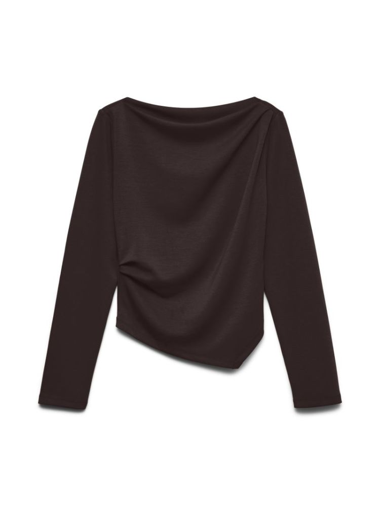 VMMILLE LS BOATNECK SHORT TOP 297957 Chocolat