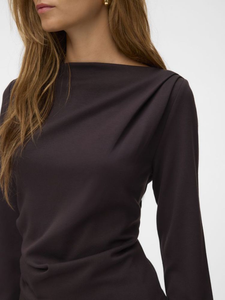 VMMILLE LS BOATNECK SHORT TOP 297957 Chocolat