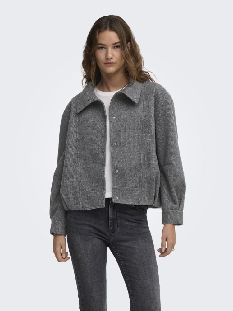 ONLASTA HIGH COLLAR BOMBER JAC 179074 Dark Gre