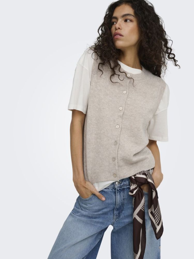 ONLOLIVIA SL BUTTON VEST CC KN 183019002 Humus