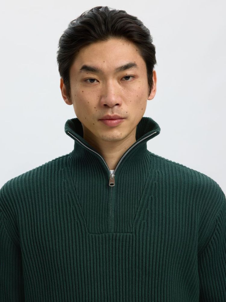 SLMDRY LS KNIT RLX HALF ZIP NO 181172 Pine Gro