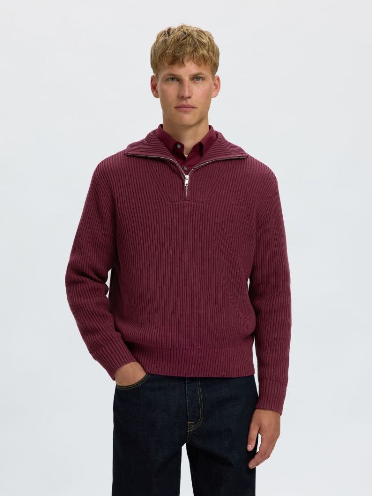 SLMDRY LS KNIT RLX HALF ZIP NO 198345 Tawny Po