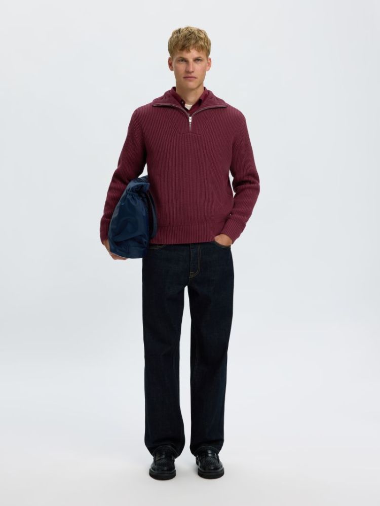 SLMDRY LS KNIT RLX HALF ZIP NO 198345 Tawny Po