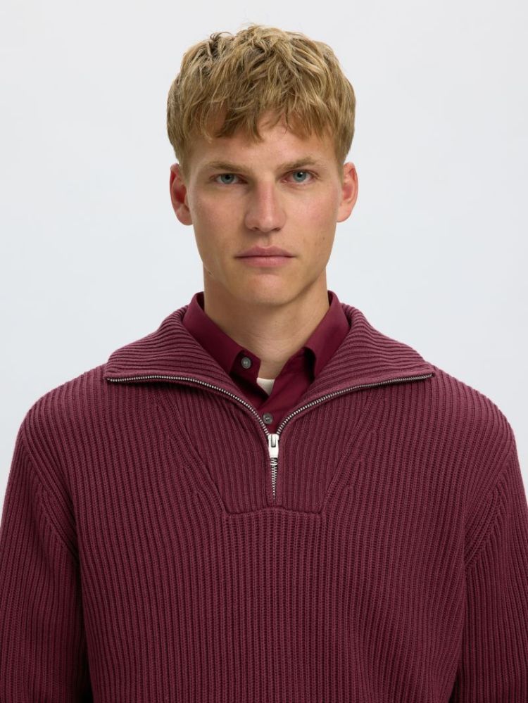 SLMDRY LS KNIT RLX HALF ZIP NO 198345 Tawny Po