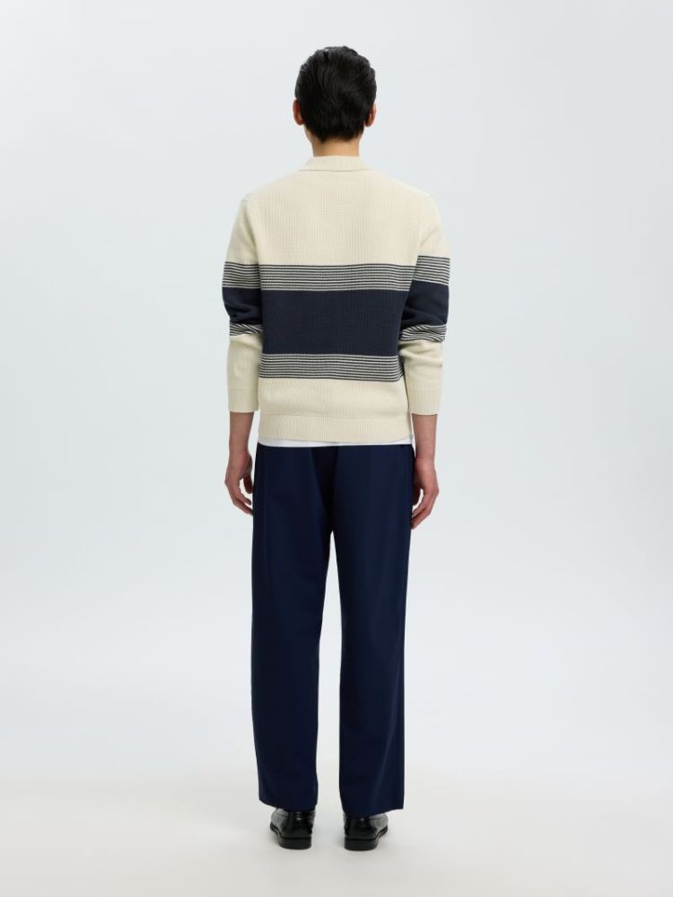 SLMDANE LS KNIT STRIPE POLO 187118002 Silve