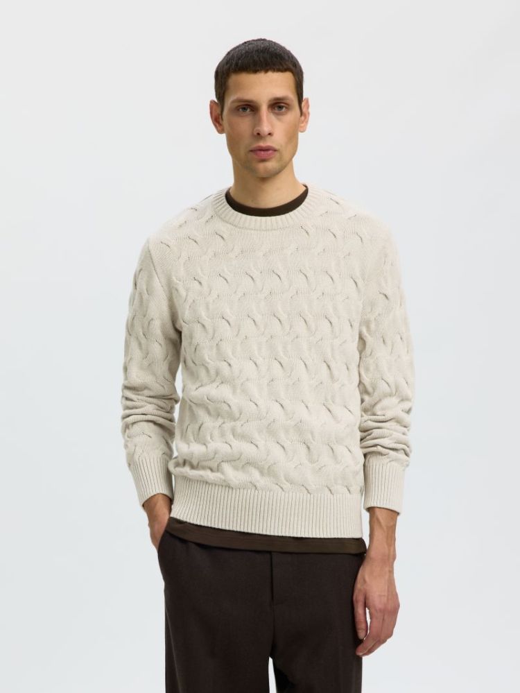 SLMCARLOS LS CABLE CREW NECK N 187118001 Silve
