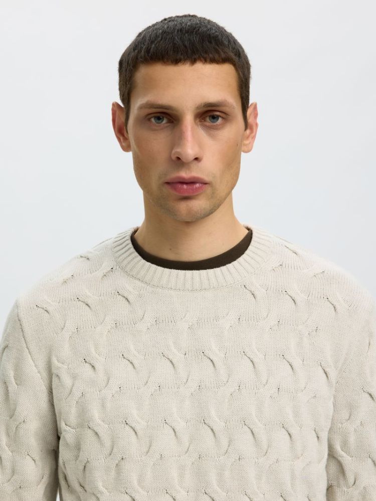 SLMCARLOS LS CABLE CREW NECK N 187118001 Silve