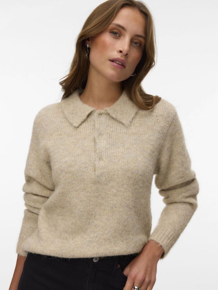 VMCORA LS POLONECK PULLOVER BO 192623003 Silve