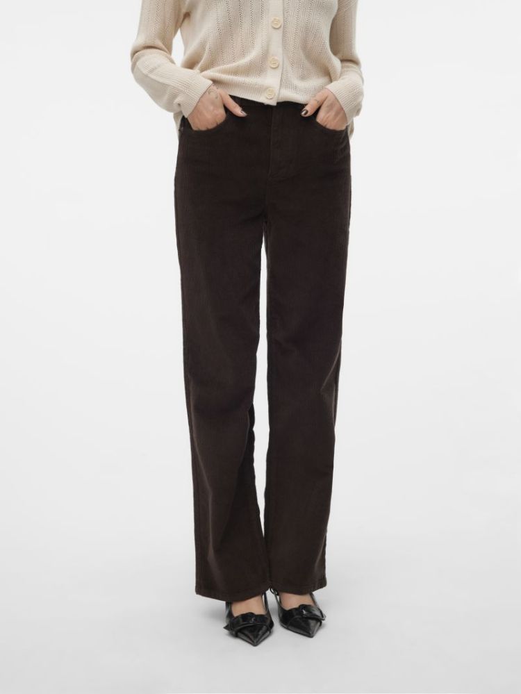 VMTESSA HR WIDE CORDUROY PANTS 297957 Chocolat