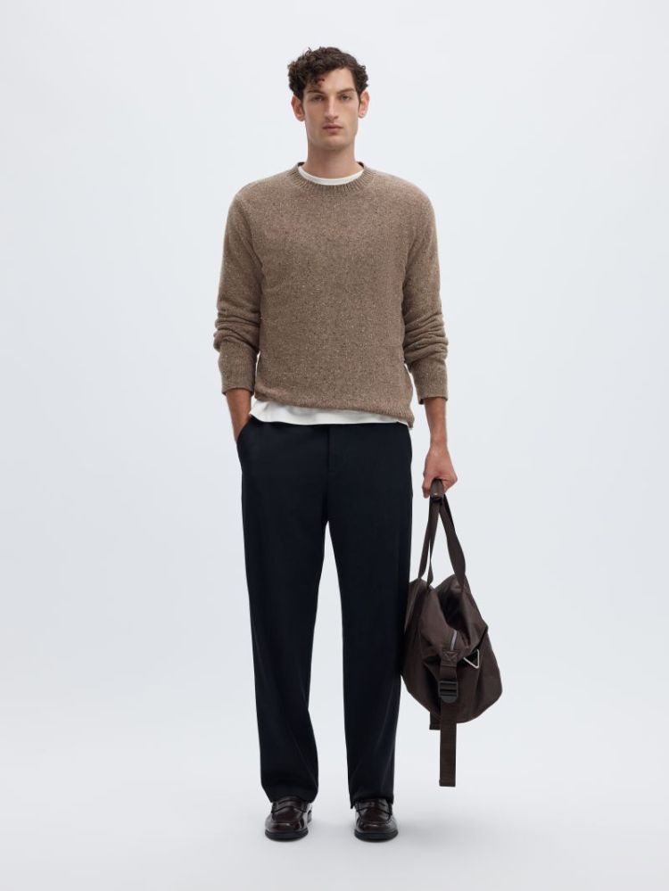 SLMNEIL LS KNIT REG NEPS CREW 205350001 Choco