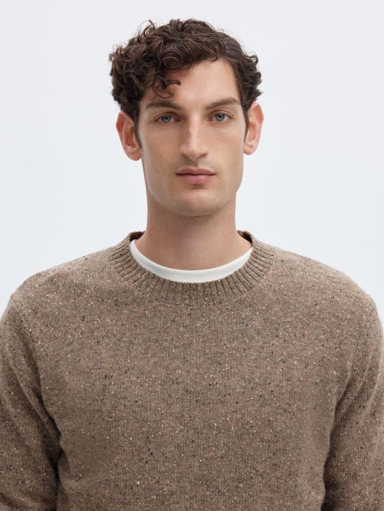 SLMNEIL LS KNIT REG NEPS CREW 205350001 Choco