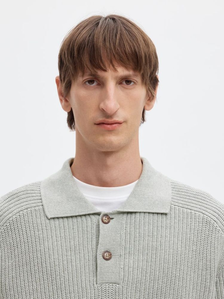 SLMPIM LS KNIT POLO CAMP 178992 Light Gr