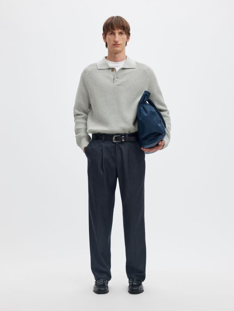 SLMPIM LS KNIT POLO CAMP 178992 Light Gr