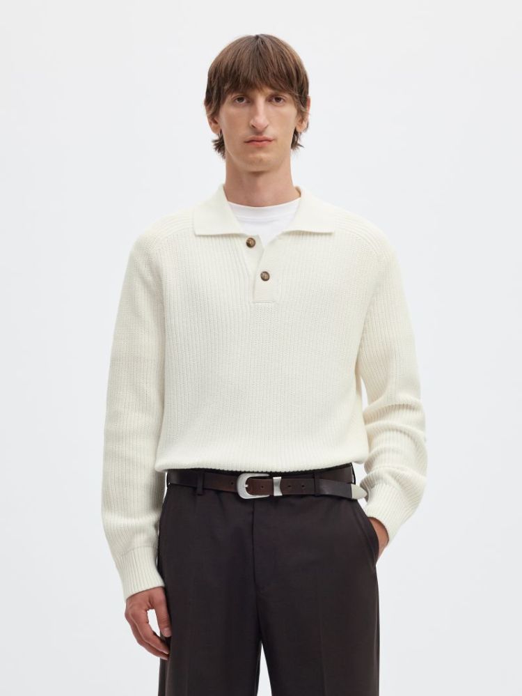 SLMPIM LS KNIT POLO CAMP 178372 Egret