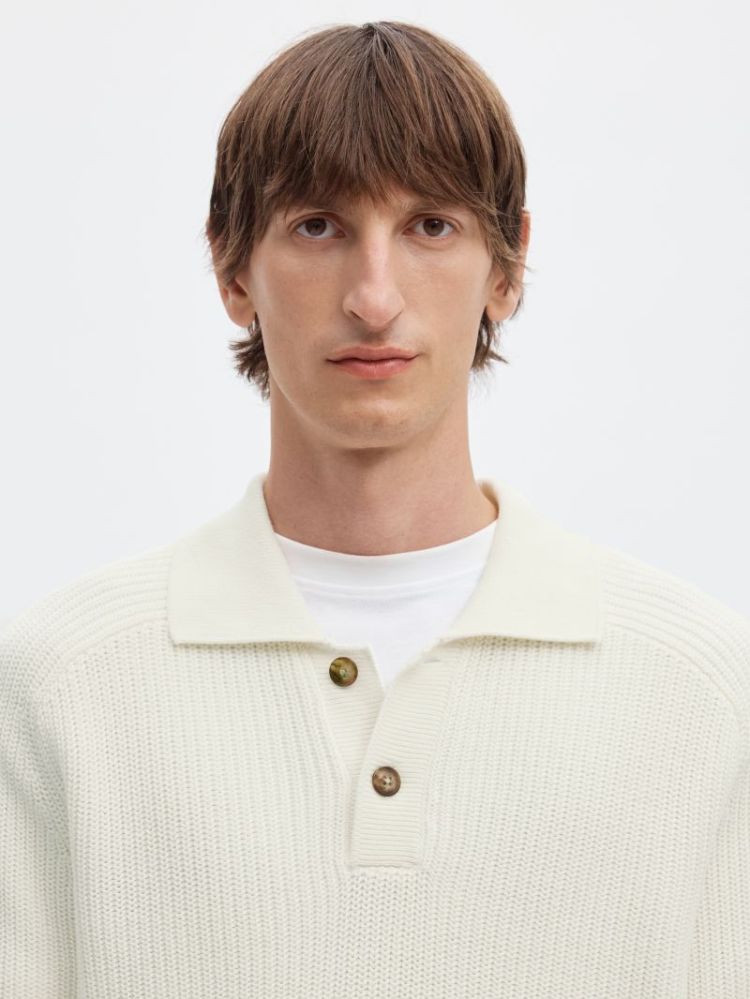 SLMPIM LS KNIT POLO CAMP 178372 Egret